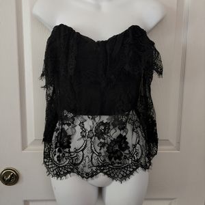 Olia Clothing Black Lace Corset Top Size S